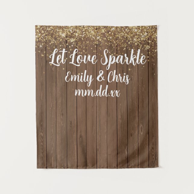 Tenture Bois Rustique Personnalisé Réception de mariage (Devant)