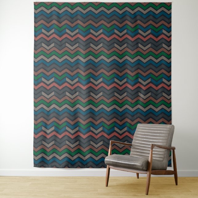 Tenture Bois sombre Terre Zigzag Chevron  (En situation)
