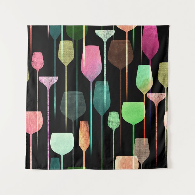 Tenture Boissons de fête : Art du collage (Devant)