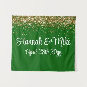 Tenture Boite photo Emerald Gold Mariage personnalisée