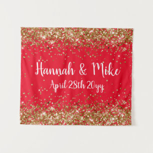 Tenture Boite photo personnalisée Red White Gold Mariage