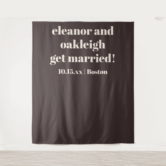 Tenture Bold Brown Modern Wedding Custom Photo Backdrop (Devant)