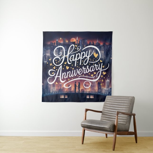 Tenture Bon anniversaire de Mariage (En situation)