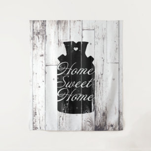 Tenture Bonbon rustique en bois blanc à maison de cruche