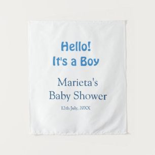 Tenture Bonjour C'EST UN GARÇON BABY SHOWER BLEU NOM DATE