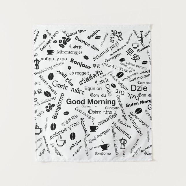 Tenture Bonjour dans toutes les langues du monde (Devant)