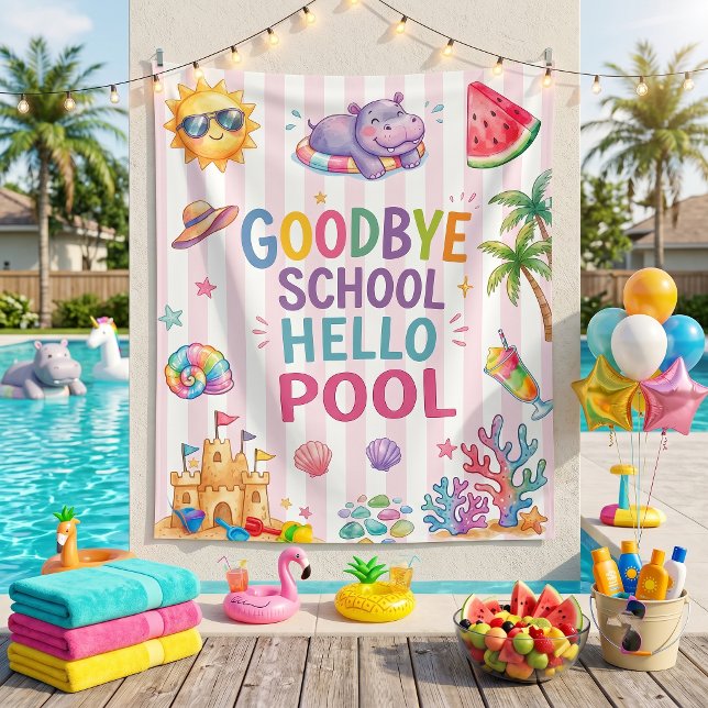 Tenture Bonjour Fête de Piscine Rayures (Créateur téléchargé)