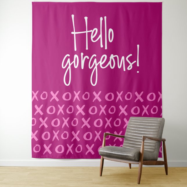 Tenture Bonjour Magnifique Jour de Galentine xoxo toile de (En situation)