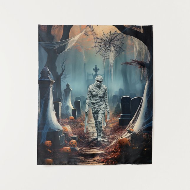 Tenture Bonne maman d'Halloween dans un cimetière (Devant)
