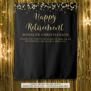 Tenture Bonne retraite Black Gold Confetti Streamers