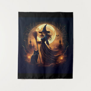 Tenture Bonne Sorcière Halloween À Minuit