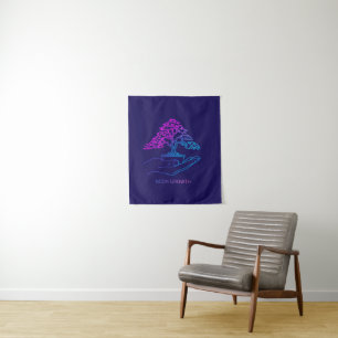 Tenture Bonsaï Croissance Néon   Esthétique Vaporwave Pers
