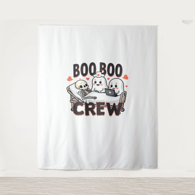 Tenture Boo Boo Crew mignon Halloween Infirmière Fantômes  (Devant)
