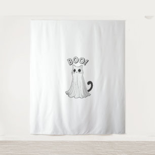 Tenture Boo Kitty Cute Ghost Chat Halloween Éffrayant Kitt