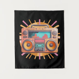 Tenture Boombox retro coloré des années 80 avec un coup de