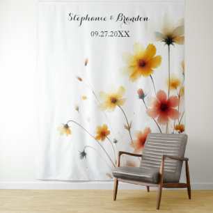 Tenture Booth de photo Mariage fleur sauvage jaune