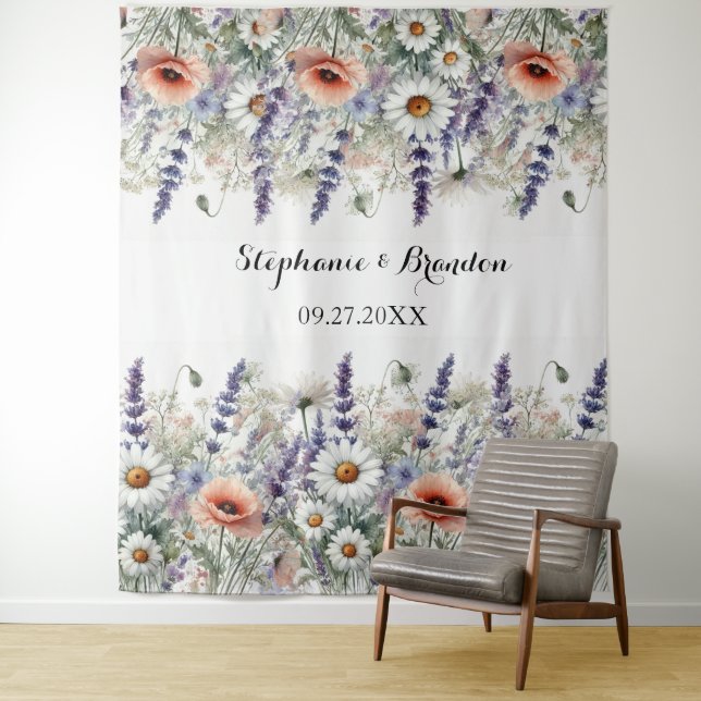Tenture Booth fleur sauvage Floral Mariage (En situation)