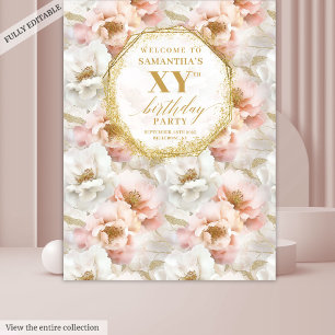 Tenture Booth Photo Anniversaire Ivoire Doré Blush Paillet