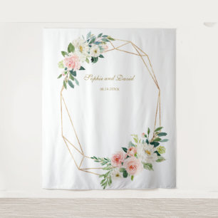 Tenture Booth Photo Blush Floral Gold Mariage fond