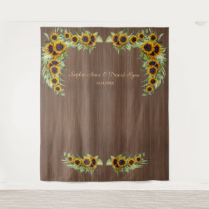 Tenture Booth Photo Bois Mariage Tournesols Rustiques