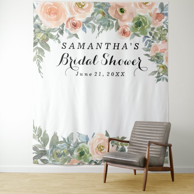 Tenture Booth Photo de Mariage Floral Rose (En situation)
