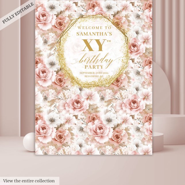 Tenture Booth Photo Fantastique Rose Poussiéreux Ivoire Or (Fabulous Dusty Pink Ivory Gold Photo Booth Tapestry)