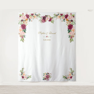 Tenture Booth Photo Mariage Floral Saffron Teinte Bourgogn
