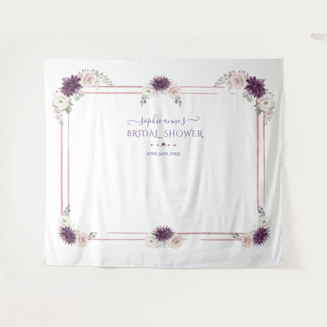Tenture Booth Photo Mariage Lavender rose blanc (Devant (Horizontal))