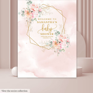 Tenture Booth photo pour baby shower au rose pastel doux e