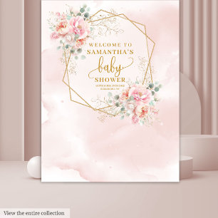 Tenture Booth photo pour baby shower élégant rose blush do