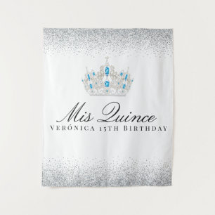 Tenture Booth photo Silver and Blue Quinceanera