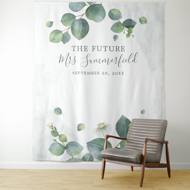 Tenture Booth Photo Succulte des Feuilles d'Eucalyptus (En situation)