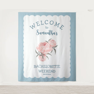 Tenture Bordure à coquilles Fleurs roses Enterrement de vi