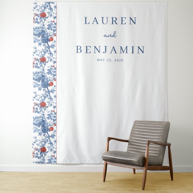 Tenture Bordure Florale Bleue Élégante (En situation)