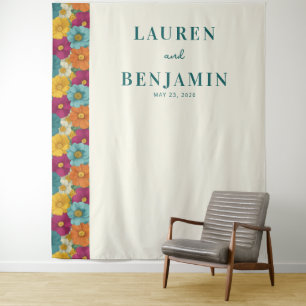 Tenture Bordure florale sarcelle joyeuse