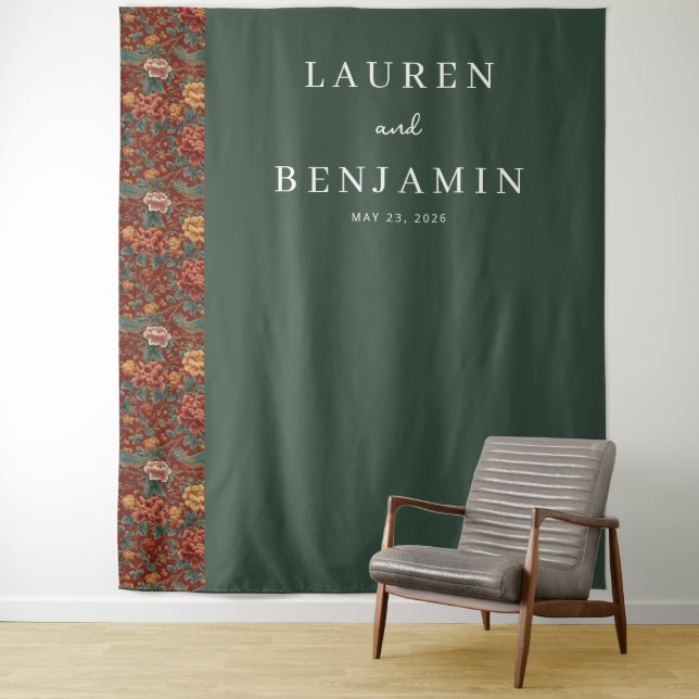 Tenture Bordure Florale Verte Élégante (En situation)