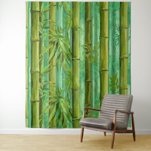 Tenture Bosquet de bambou jungle Verts chauds et frais