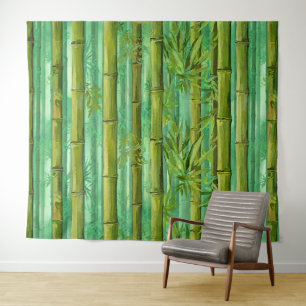 Tenture Bosquet de bambou jungle Verts chauds et frais