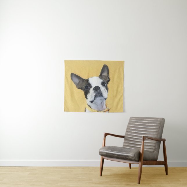 Tenture Boston Terrier Peinture - Cute Original Chien Art (En situation (horizontale))