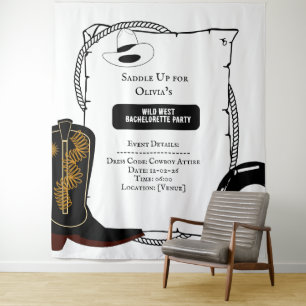 Tenture Botte blanche et noire Casquette bottes Bacheloret