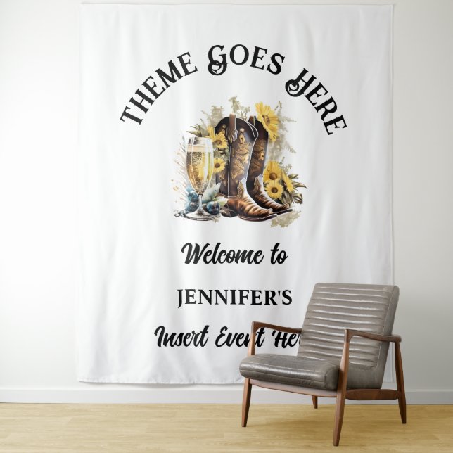 Tenture Botte de cowgirl occidentale pays bulle de tournes (En situation)