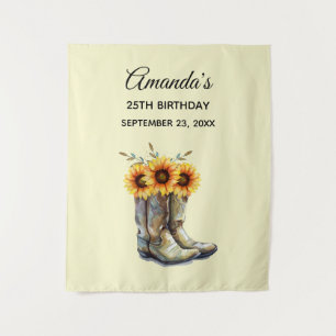 Tenture Bottes rustiques Cowboy avec tournesol Anniversair