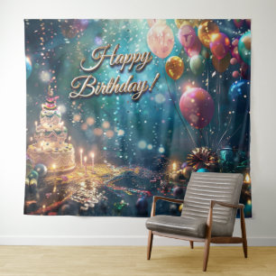 Tenture Bougies de gâteau d'anniversaire Ballons Décoratio