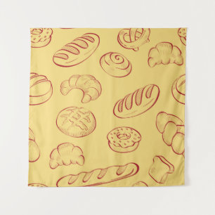Tenture Boulangerie, croissant, nourriture vintage sans co