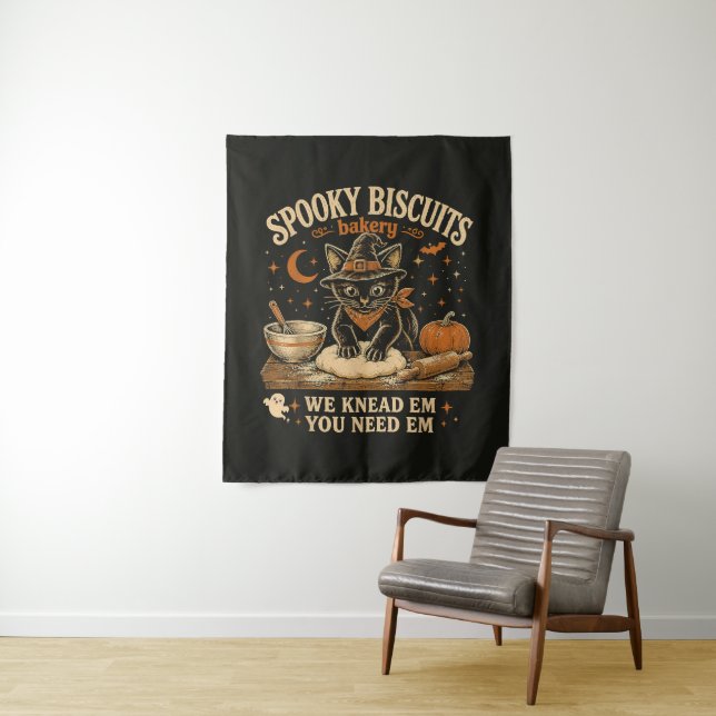 Tenture Boulangerie de biscuits effrayants Black Cat Hallo (En situation)