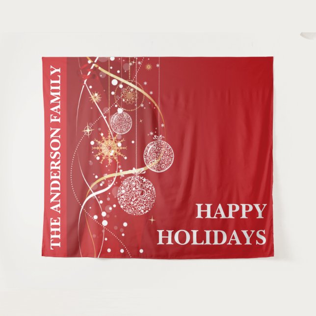 Tenture Boules de Noël vœux d'affaires modernes (Devant (Horizontal))