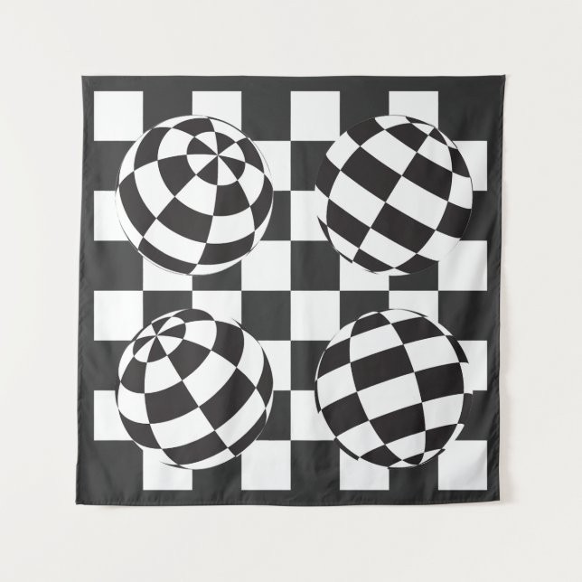Tenture boules géométriques opart (Devant)