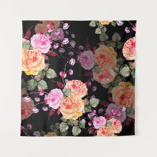 Tenture Bouquet d'aquarelle fleurs avec haricot (Devant)