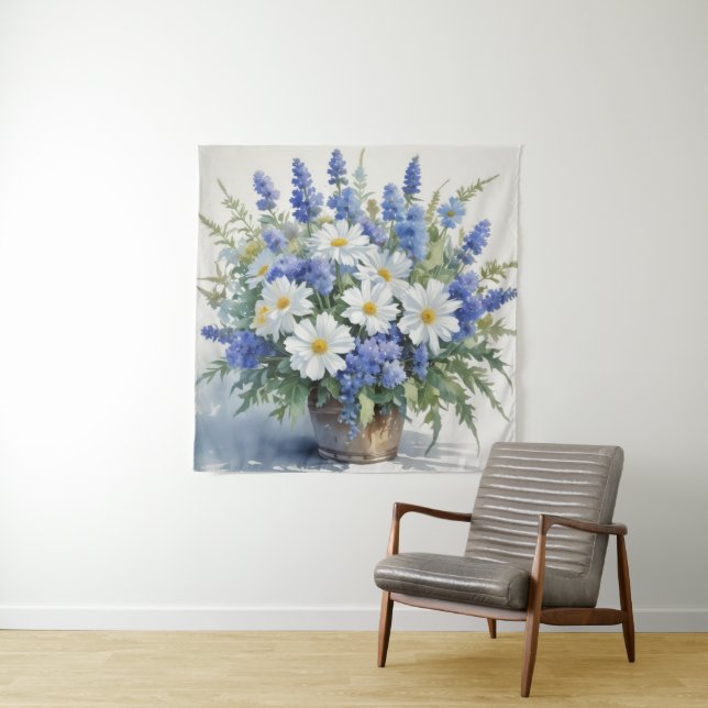 Tenture Bouquet de fleurs aquarelle élégante (En situation)
