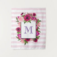 Bouquet de fleurs roses et coquelicots sur bandes